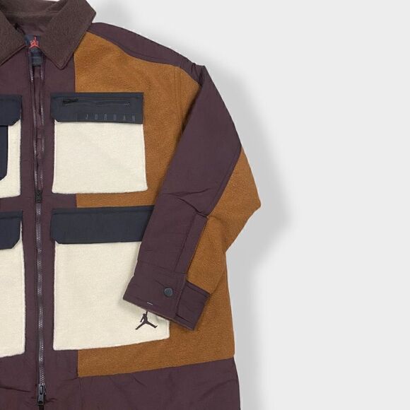 Nike Jordan Cozy Girl Colorblock Jacket Brown Black White size Small DJ2723-204 - Picture 3 of 11